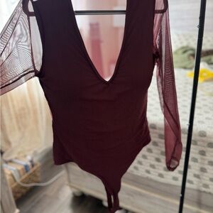 Klassy Network Red Asymmetrical Cut Out Bodysuit